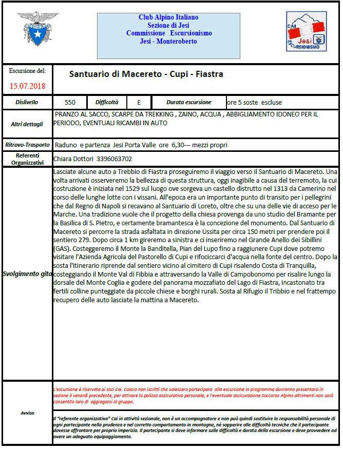 15 Luglio 2018 – Macereto – Cupi- Fiastra