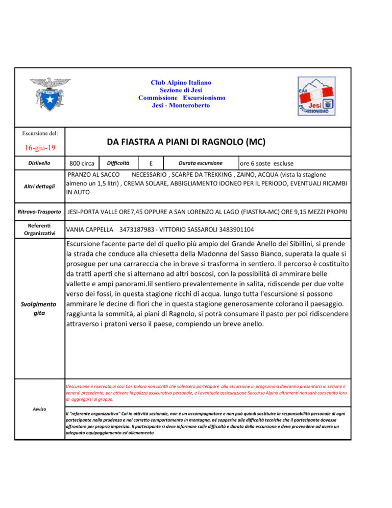 16 Giugno 2019 – Mt. Sibillini dal Lago Fiastra ai piani di Ragnolo