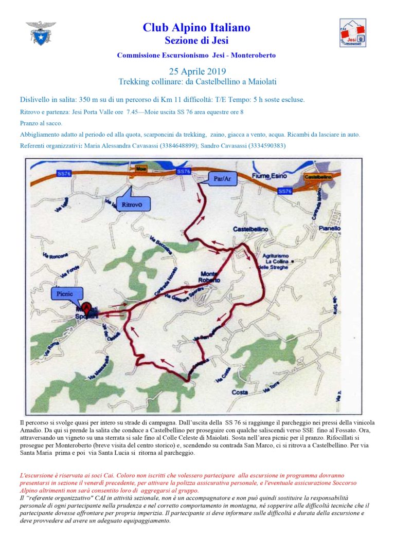 25 Aprile 2019 – Trekking collinare da Castelbellino a Maiolati