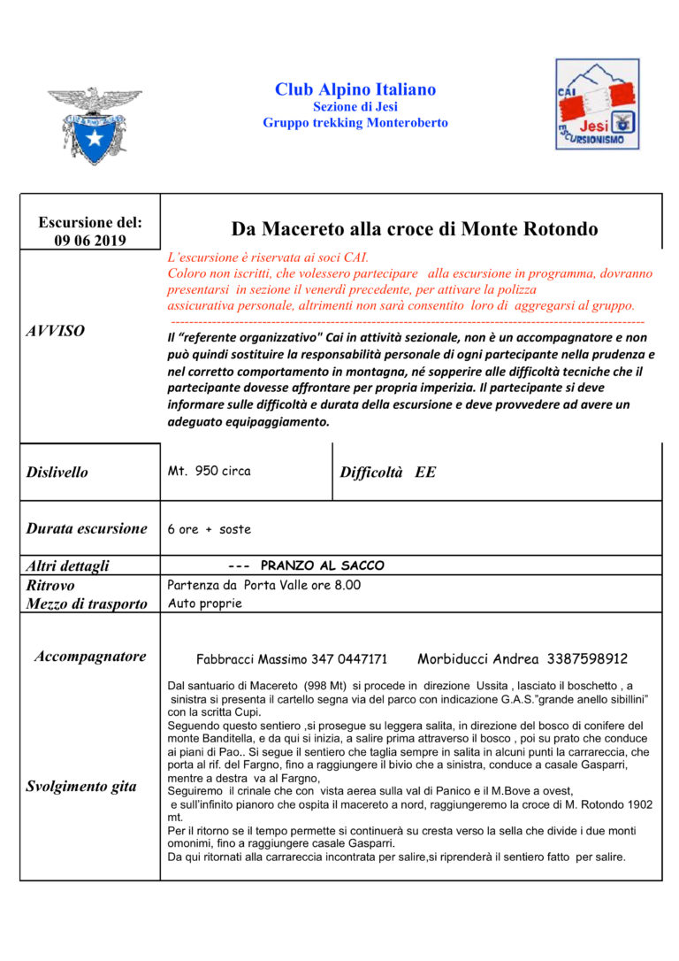 9 giugno Monti Sibillini da Macereto alla Croce di Monte Rotondo