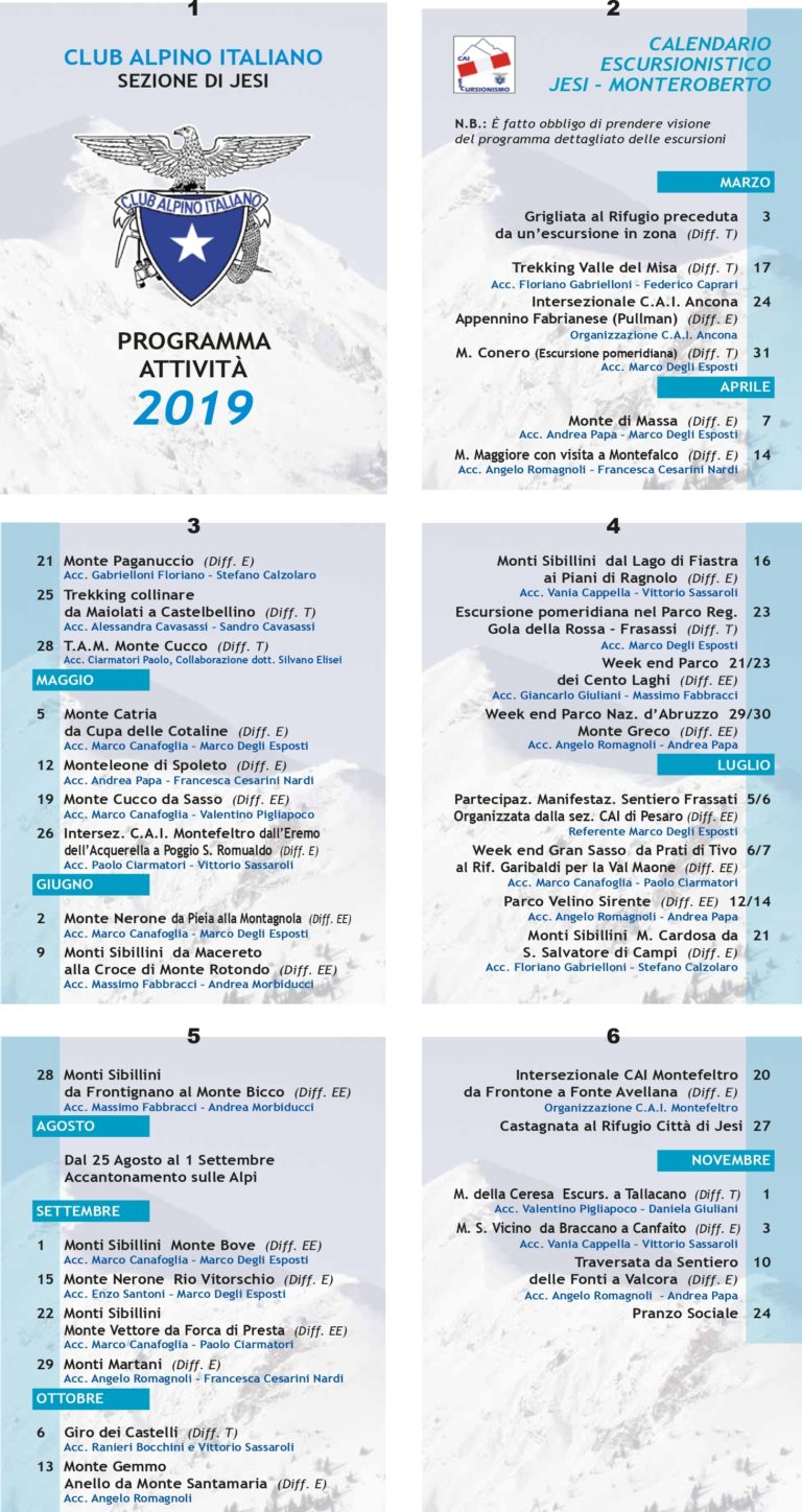 PROGRAMMA ATTIVITA’ 2019