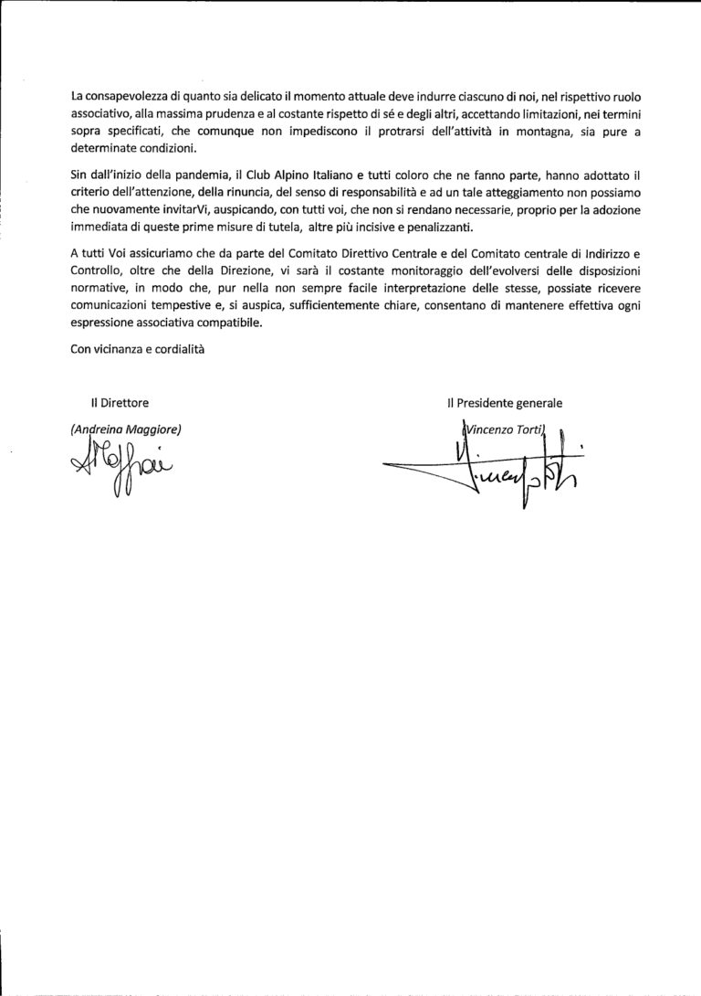 Chiarimenti Presidente Generale 28/10/20