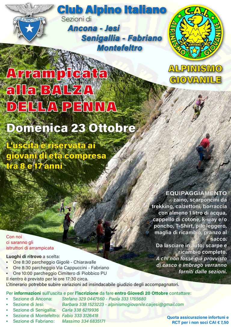 Alpinismo giovanile intersezionale domenica 23 ottobre