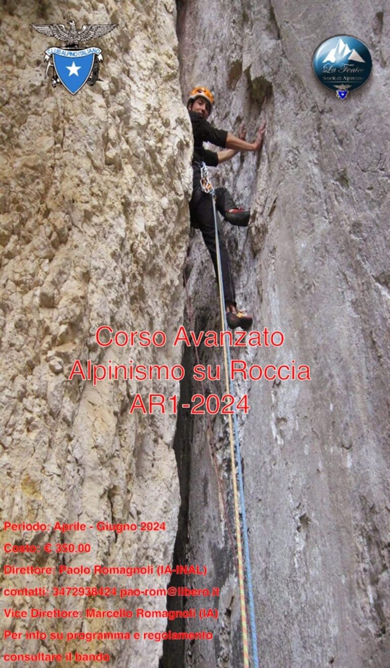 Corso avanzato alpinismo su roccia AR1